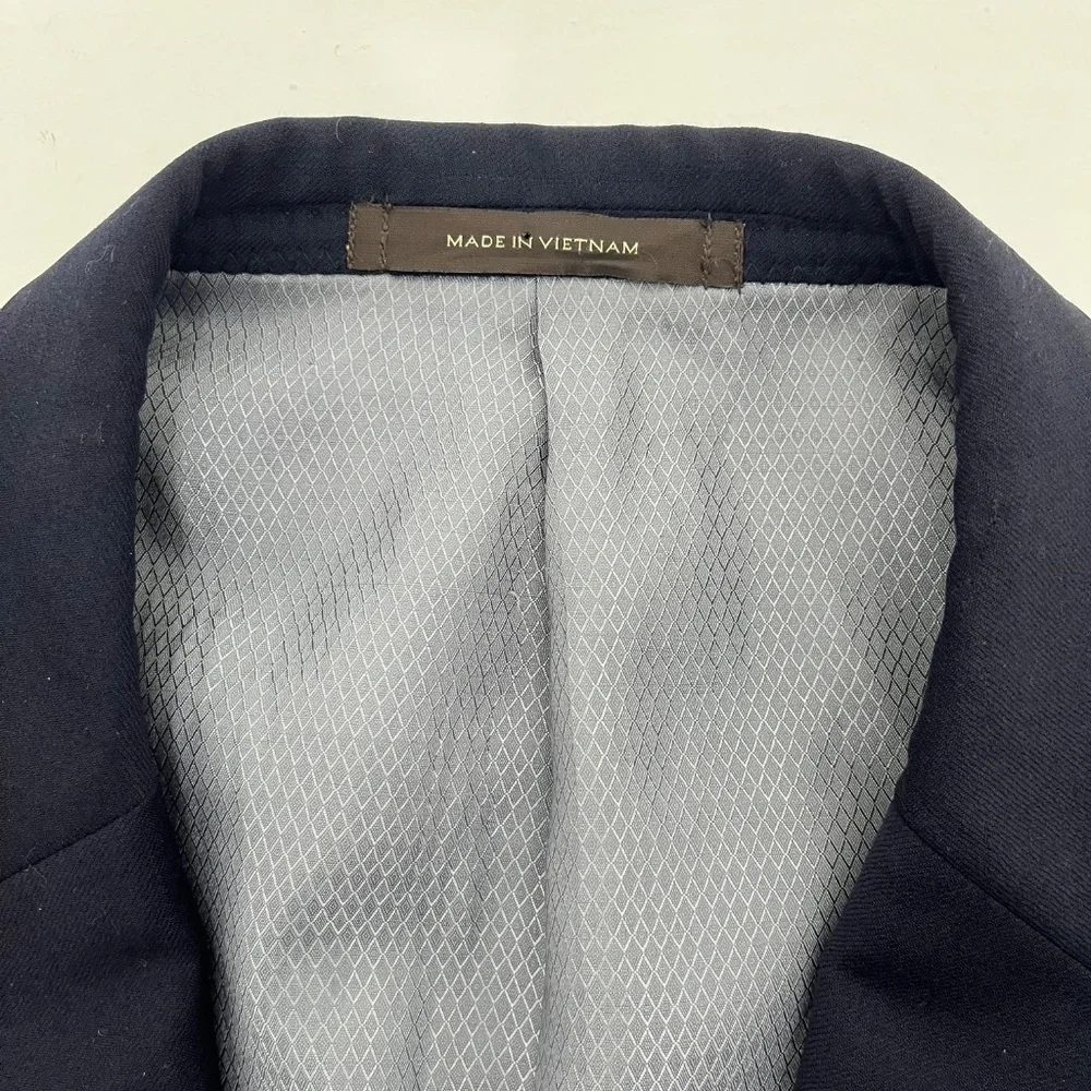 Tasso Elba Mens 42R Single Breasted Blazer Navy Blue Wool Notch Lapel Two-Button